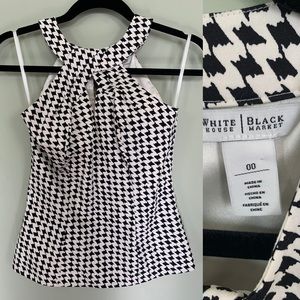 WHBM Black and White Halter Blouse